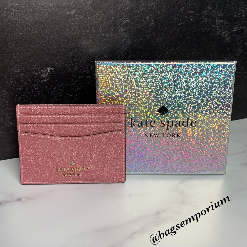Kate Spade Pink Glitter Credit Card Case Wallet - Picture 2 of 9